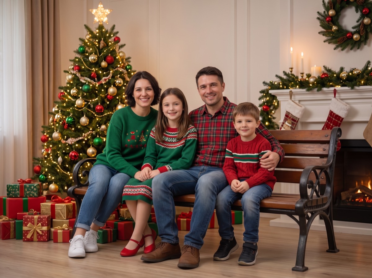 Foto familiar de Navidad con IA – Después